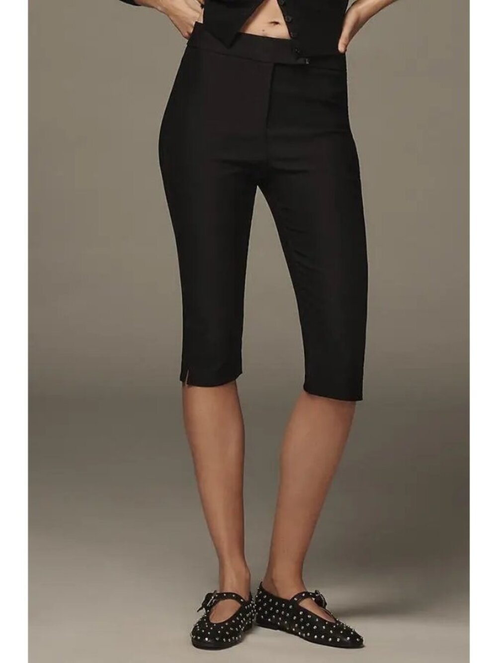 LAMARQUE Celine Stretch Twill Pedal Pusher Capri Pants Black Size XL